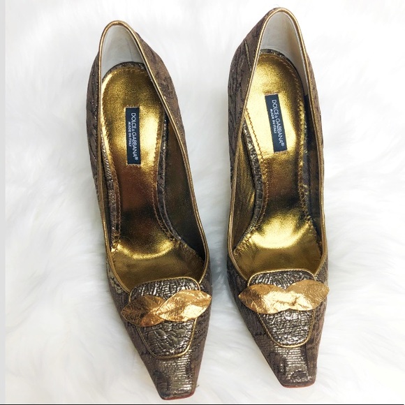 Dolce & Gabbana Leaf Jacquard Heels - Picture 2 of 8